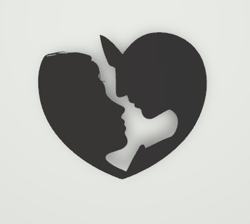 couple cœur art mural embrasser baiser mur conception l'amour 3d print model - Mito3D