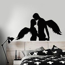 couple hugging wall sticker angels art romantic love venyl angel kiss hug decor decoration bed bedroom sexy amour 3d print model - Mito3D