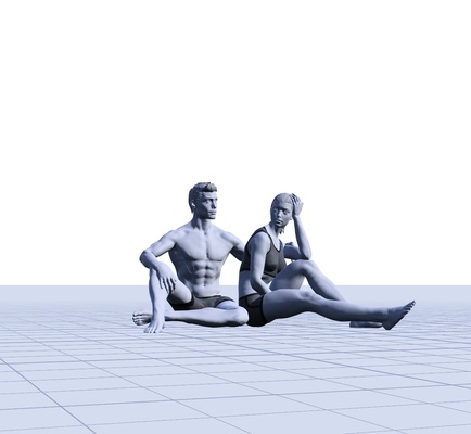 casal ii arte homem mulher relaxante amar sentado miniatura 3d print model - Mito3D