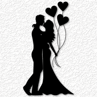 couple love dance anniversary wall art wedding cake topper celebration reception decor dancing balloons home party lovers 2d decoration low poly prom 3d print model - Mito3D