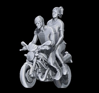 couple motorcycle vehicle moped man woman people character diorama scene model layout 3d print model - Mito3D