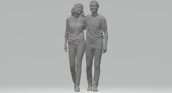 coppia passeggio gioco diorama figure azione pacco 3d print model - Mito3D