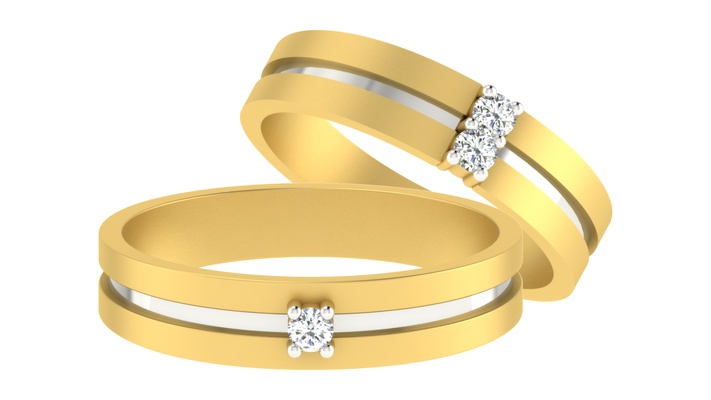 pareja boda banda 20 dimond anillo 3d modelo imprimible diente oro plata joyería joya moda canalla leva 3d print model - Mito3D