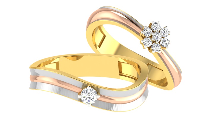 çift düğün grup 55 takı dimond yüzük 3d model yazdırılabilir çatal altın gümüş moda mücevher cad kam 3d print model - Mito3D