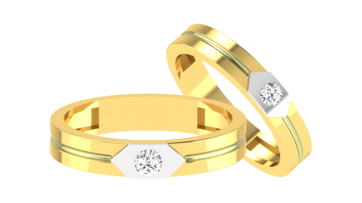 couple mariage bande 96 dimond bague 3d modèle imprimable dent or argent bijoux mode goujat came 3d print model - Mito3D