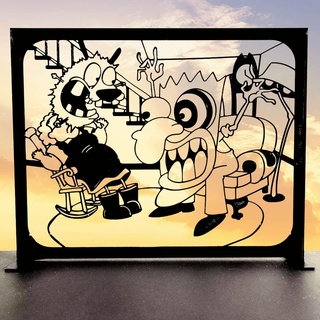 Mut feige Hund 2d Silhouette tv Aussicht Mauer Kunst Dekor Karikatur 3d print model - Mito3D
