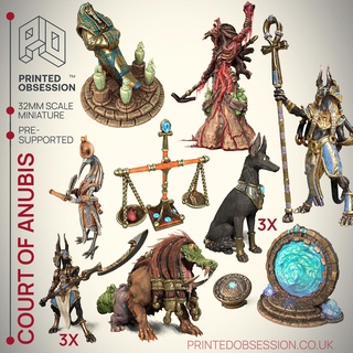 court anubis - 14 egyptian models presupported illustrated stats 32mm scale dnd d&d dungeons dragons miniature tabletop game pathfinder rpg creature monster 5e edition fantasy egypt 3d print model - Mito3D