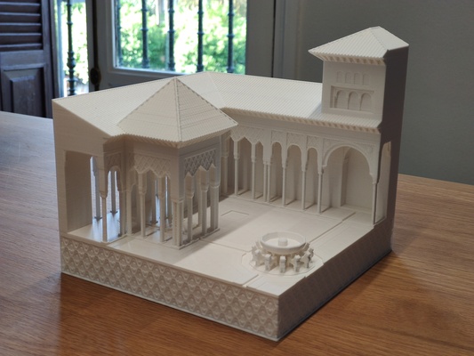 hof of löwen alhambra granada spanien architektur historisch arabisch europa schloss fort palast marokko islamisch festung andalusien miniworld3d bögen maquetascnc leones 3d print model - Mito3D