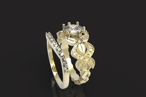 pacto amar solitário Casamento anel casamento pedra argolas jóias 3d print model - Mito3D