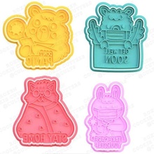 covid quarantine cookie cutter set 4 stamp cookies cook cithen cutters animals 3d print model - Mito3D