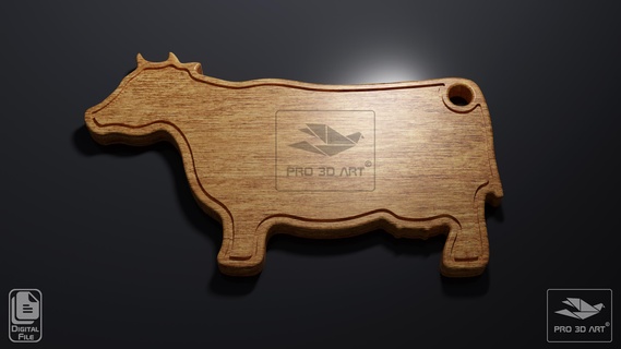 cow cutting board - cnc files wood svg dxf eps pdf ai file kitchen tableware flower wooden tray food 3d print model - Mito3D