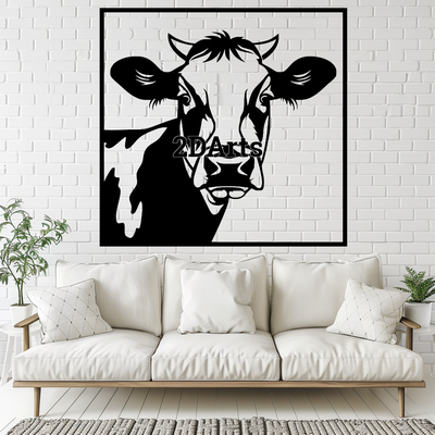 cow face 2d wall art window - a delightful addition to rustic decor home farmhouse style 3d printing laser cutting digital file stl svg animal lovers handmade birthday gift mother s day father housewarming charm countryside feel festive christmas thanksgiving 3d print model - Mito3D