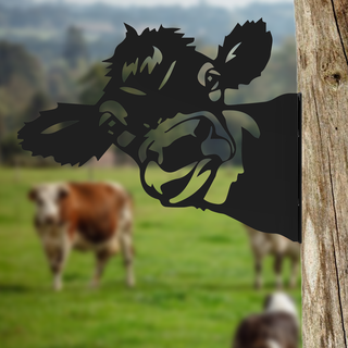 cow head - easy print panel garden farm silhouette 3d print model - Mito3D