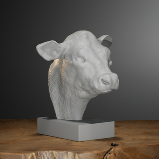 mucca testa statua vitello animale azienda agricola scultura decorazione 3d print model - Mito3D