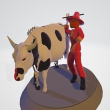 la vache de son éleveur art halloween gw2 guild wars guerre guilde citrouille animal rudes bull squelette nouvelles unique figurine 3d print model - Mito3D