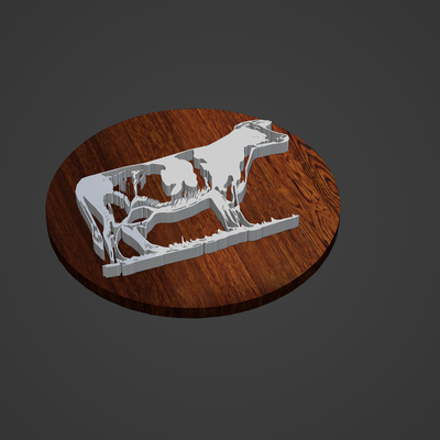 mucca medaglione tondo pendente squillare animale umano uomo donna cerchio diamante cnc stampa spille distintivi 3d print model - Mito3D