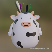 cow pen holder gadget buffalo cow pen holder pen holder 3d print model - Mito3D