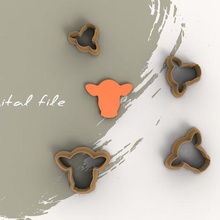 vache polymère argile coupeur numérique stl fichier 4 tailles 2 versions bijoux coupeurs boucles d'oreilles cow boy Texas 3d print model - Mito3D