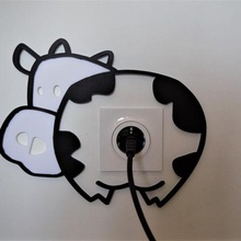 mucca della decorazione parete di prese elettriche casa la cattura elettrico dura umorismo bambini art gadget varie 3d print model - Mito3D