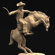 cowboy 3d model art sculpture statue decor deorative decoratio stl relief cnc 3dprint printable carved wood classic baroque modeling 3d print model - Mito3D