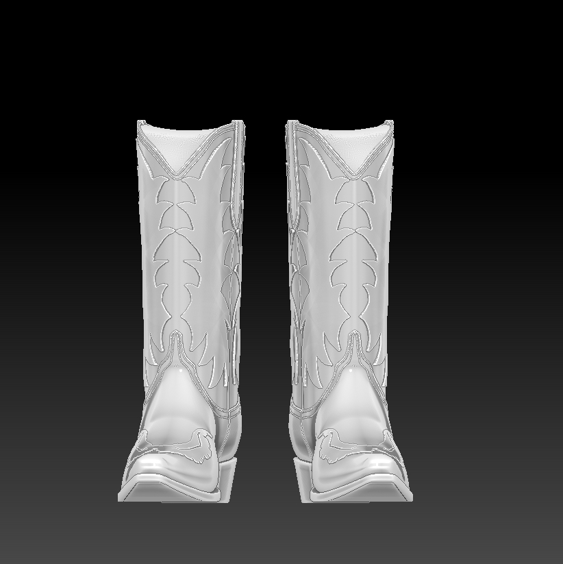 cow boy bottes paire détaillé obj occidental 3D print model - Mito3D