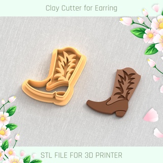 cowboy boots spring clay cutter tools earring 3d print model - Mito3D