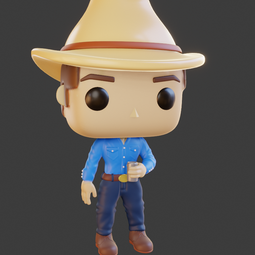 cowboy funko pop game art toy high poly hat boy 3D print model - Mito3D