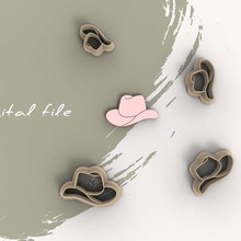 cowboy hat polymer clay cutter digital stl file 4 sizes 2 versions jewelry cutters earrings texas 3d print model - Mito3D