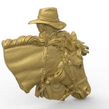 cowboy sein Pferd Büste Kunst 3d print model - Mito3D