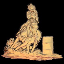 cowboy a cavallo barile esecuzione del router di cnc arte 3d print model - Mito3D
