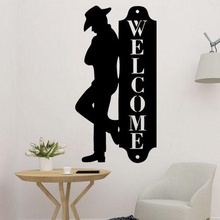cowboy wall art 2d welcome panel sticker decoration 3d print model - Mito3D