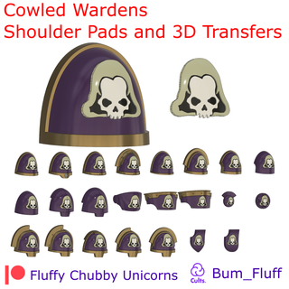 cowled wardens space chappies shoulder pads 3d transfers war hammer 42k pauldron tabletop gaming transfer icons relief 28mm 30k heresy leviathan 3d print model - Mito3D