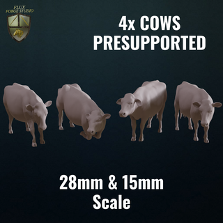 vaches 28mm 15mm présupporté vache ferme cour animal animaux wargaming dnd table modèle boeuf 3d print model - Mito3D