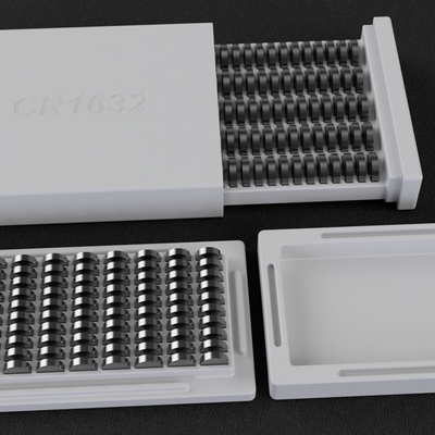 cr1632 + lr1130 bateria titulares 100 baterias suporte armazenamento recipiente caixa fusão 360 3d print model - Mito3D