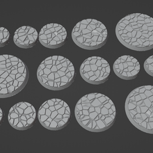 cracked earth - base pack magnetic 25mm 28mm 32mm scale dnd 42k aos dungeons and dragons miniature 3dart gameboard boardgame 3dsculpt circular circle magnet magnetized ready hollow 3d print model - Mito3D