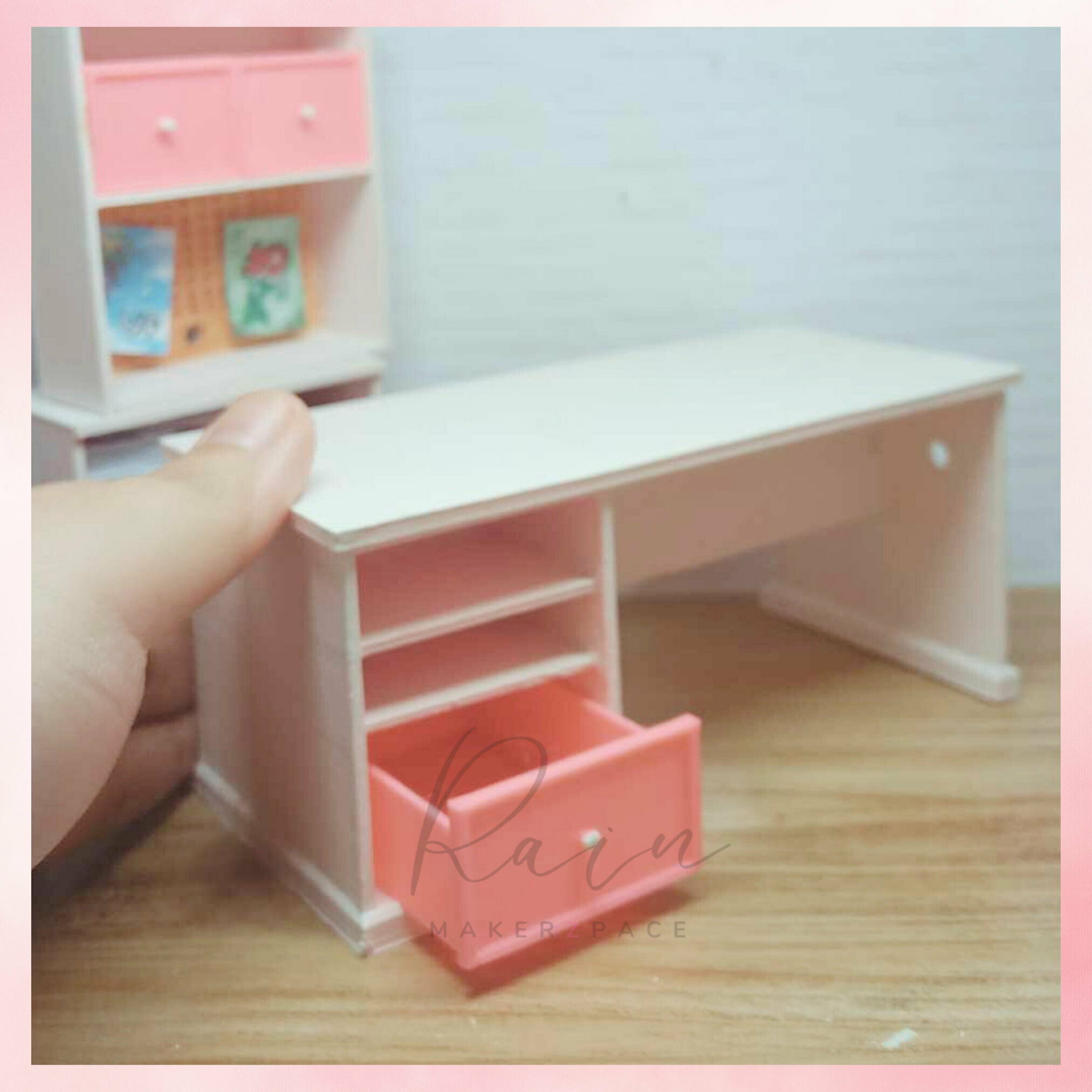 craft table miniature crafter sewing room furniture 1 12 scale dollhouse crafting 3d cad models stl format printing sauder pro series work hutch storage cabinet organizer open artist stool 3D print model - Mito3D