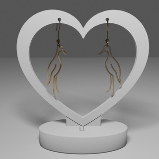 crane earrings earring one line simple elegant jewelry gift word bird mother's day minimalist jewellery 3d print model - Mito3D