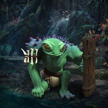 cranky - guardian grung game defender shield hardwood tank protector frog frogfolk dnd dungeos dragons shrouded enchanted magic fighter barbarian supported 3d print model - Mito3D