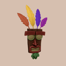 crash bandicoot - aku mask game toy face indian wood feather decorative collectible fantasy outfit costume 3d print model - Mito3D