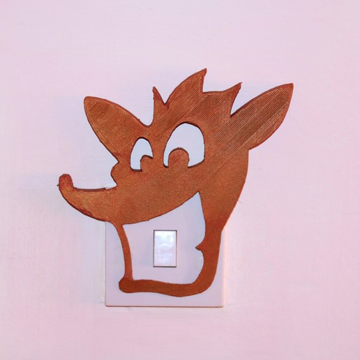 crash bandicoot light switch cover home lightswitch style different playroom child kid party bedroom simple design decoration decor cool retro playstation game ps4 ps3 ps2 art 3D print model - Mito3D