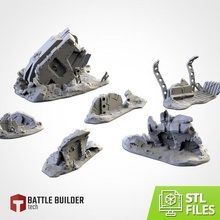 crashed vehicles rhino space marine warhammer 40k future barricade terrain city wow orks elves txarli battle builder tech 3d print model - Mito3D