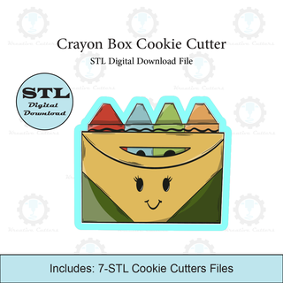 crayon box cookie cutter stl file Home cutters teacher school 3d print model - Mito3D