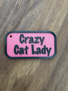 crazy cat lady key fob funny 3d print model - Mito3D