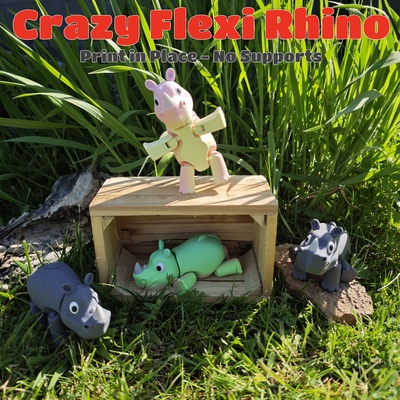 loco flexi rinoceronte destreza juguete impresión in sitio apoya juego lindo multicolor multiparte grande ojos deko dekoration fácil 3d print model - Mito3D
