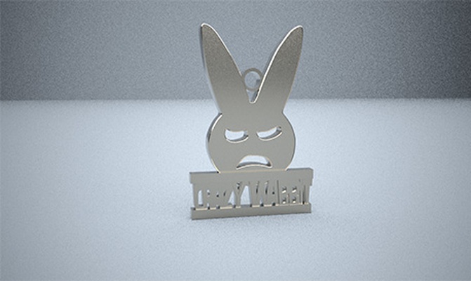 loco wabbit pendiente 3d print model - Mito3D