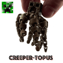 creeper topus flexi print in place poulpe Minecraft 3d print model - Mito3D