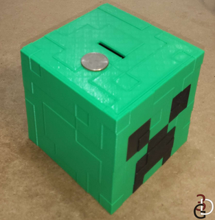 sarmaşık baş domuzcuk banka oyun Minecraft madeni para hazine kayıt etmek yemin kavanoz 3dgenedesigns 3d print model - Mito3D