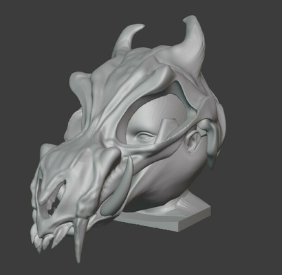 creepy dragon mask movable jaw cosplay skull furry 3d print model - Mito3D