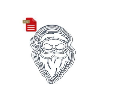 Siniestro Papa Noel Galleta cortador sello kawaii magdalena hamburguesa horror Navidad cráneo 3d print model - Mito3D