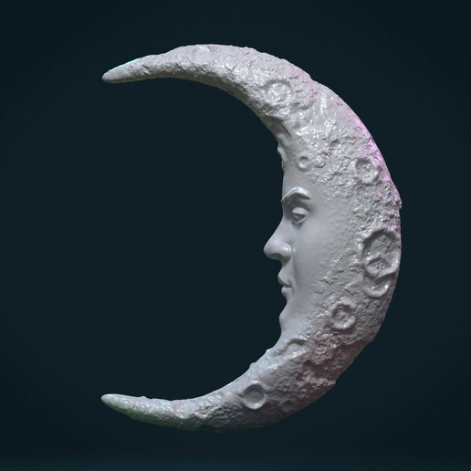 crescent viso art galattico meteoroide l'astronomia notte sky asteroide galaxy costellazione selestial il cosmo stella spazio faccia luna 3D print model - Mito3D